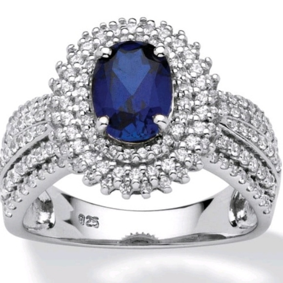 Jewelry - 2.18 CARAT BLUE SAPPHIRE HALO RING